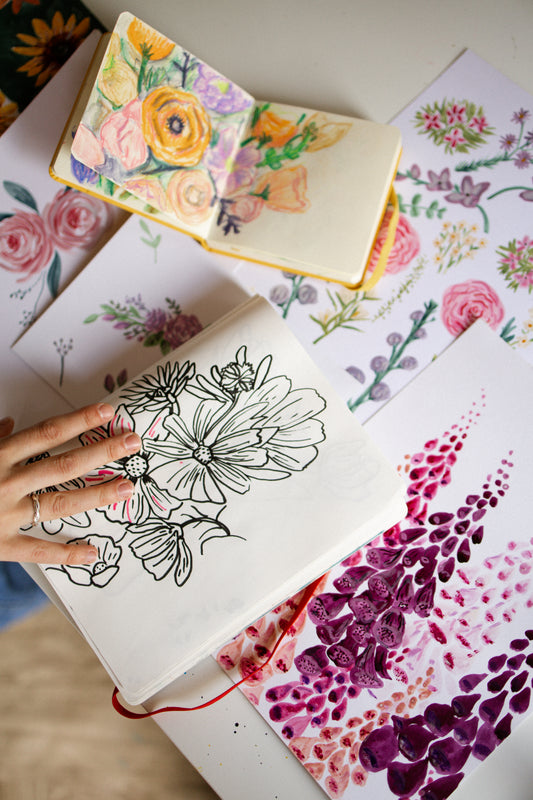 Floral Illustration for Cards Course at ISLAND Arts Centre