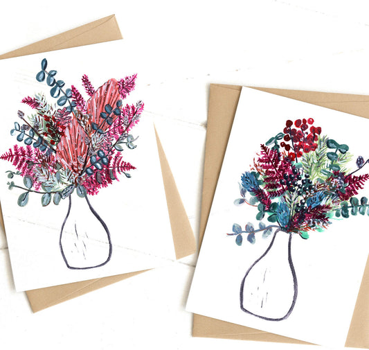 Winter Vases | Illustrated floral | Set of 2 A6 Cards